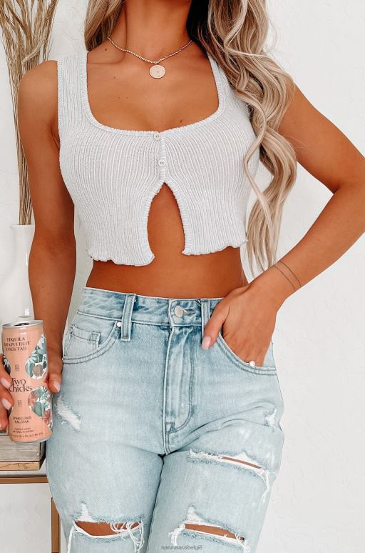 grijs blauw verfrissend eerlijk gebreide tanktop met splitzoom NanaMacs HPTT1420