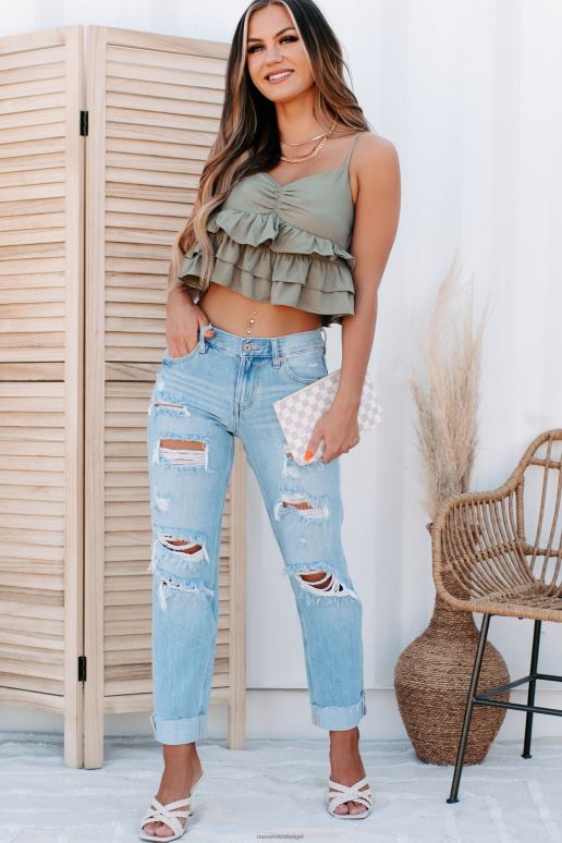 lichte olijf zomer van concerten gegolfde tanktop NanaMacs HPTT1319