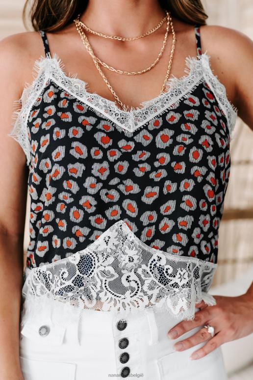 marine vurig felle kanten tanktop met luipaardprint NanaMacs HPTT1699