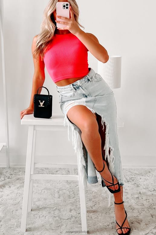 neon fuchsia opgegroeid met beloften naadloze geribbelde gewastank NanaMacs HPTT530