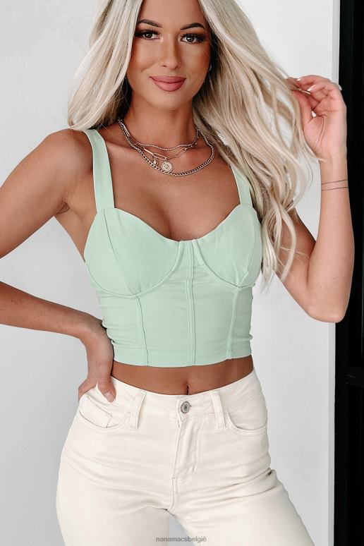 stoffige salie can't say vaarwel rekbare korset tanktop NanaMacs HPTT66