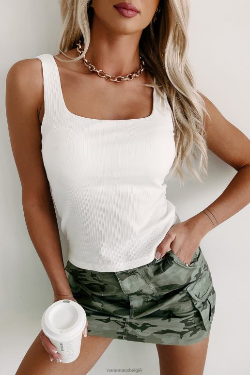 wit keep it easy brami tanktop met vierkante halslijn NanaMacs HPTT542