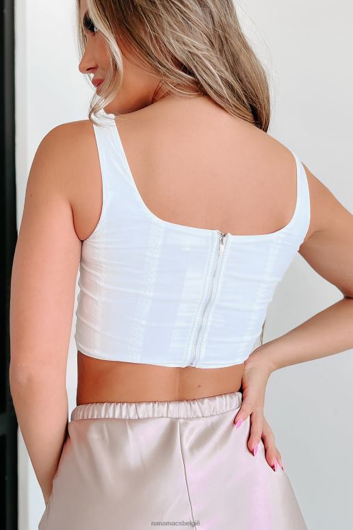 wit prachtig uitzicht crop tank met vierkante hals NanaMacs HPTT493