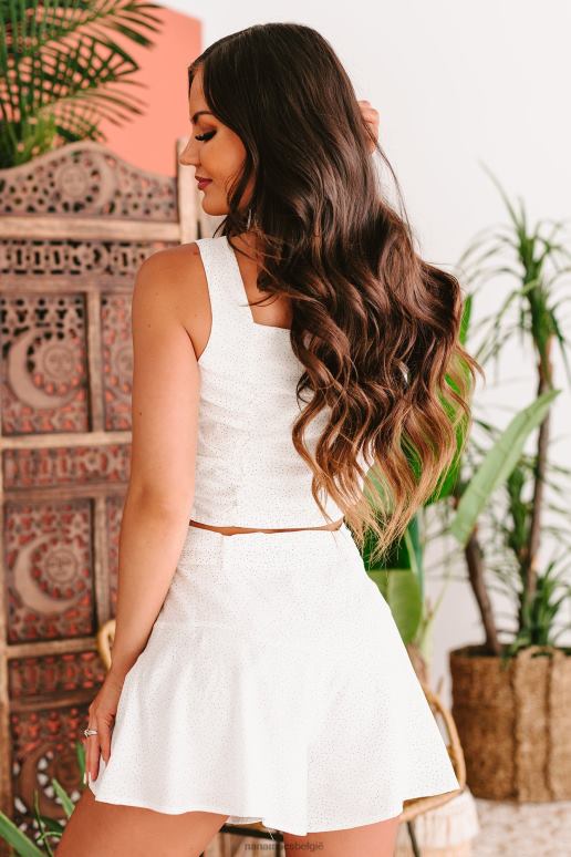 wit selma gestippelde tanktop met ruches NanaMacs HPTT1532