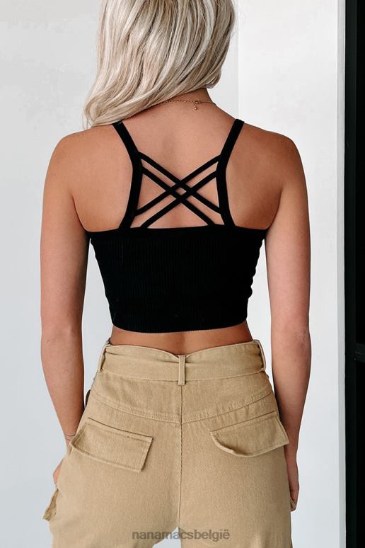 zwart trouw aan een foutloze naadloze geribbelde gewastank NanaMacs HPTT520