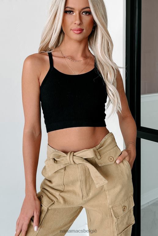 zwart trouw aan een foutloze naadloze geribbelde gewastank NanaMacs HPTT520