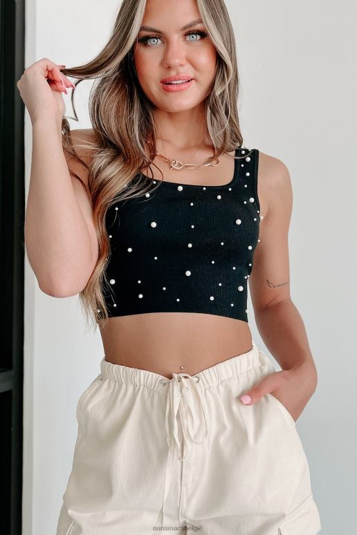 zwart zeldzaamheid waard parel gebreide tanktop NanaMacs HPTT1122