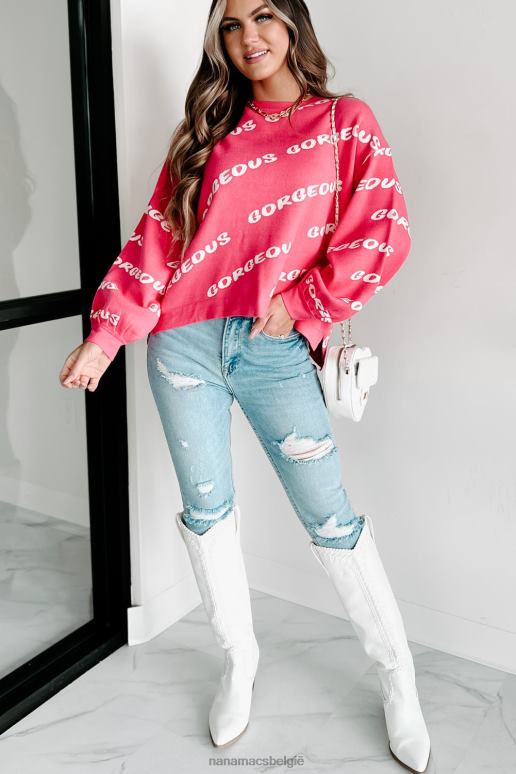 fuchsia prachtige girly bedrukte trui NanaMacs HPTT1731