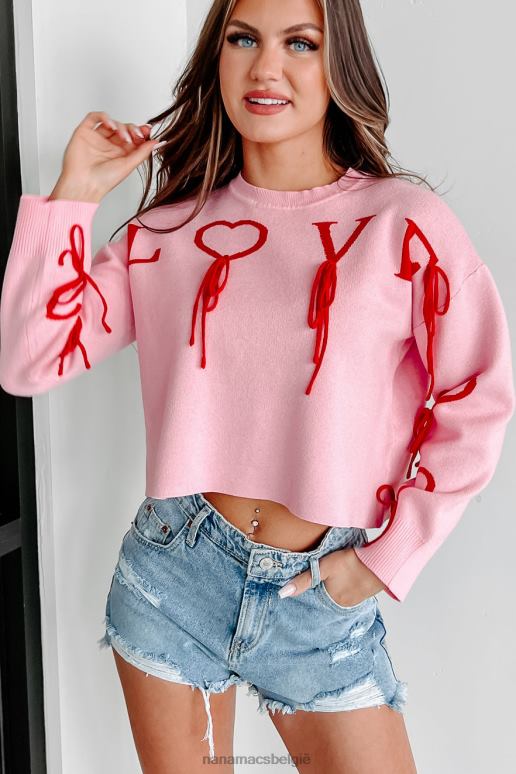 roze/rood dramatische liefde grafische crop sweater NanaMacs HPTT1230
