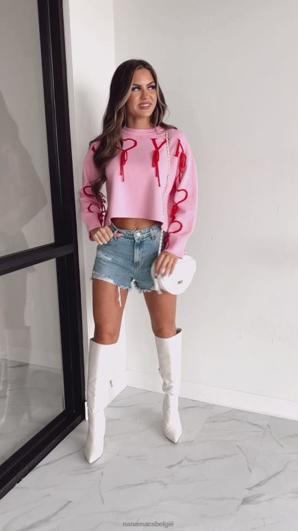 roze/rood dramatische liefde grafische crop sweater NanaMacs HPTT1230
