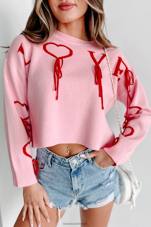 roze/rood dramatische liefde grafische crop sweater NanaMacs HPTT1230