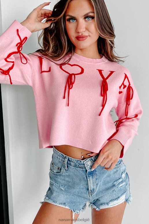 roze/rood dramatische liefde grafische crop sweater NanaMacs HPTT1230