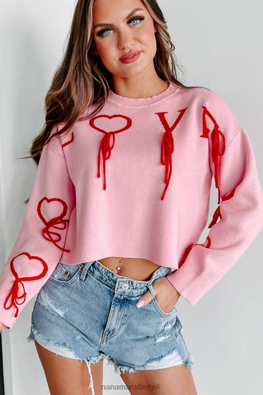 roze/rood dramatische liefde grafische crop sweater NanaMacs HPTT1230