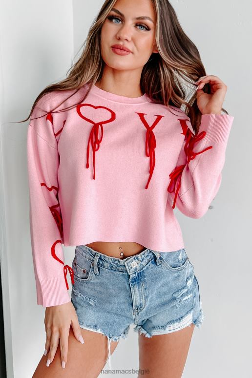 roze/rood dramatische liefde grafische crop sweater NanaMacs HPTT1230
