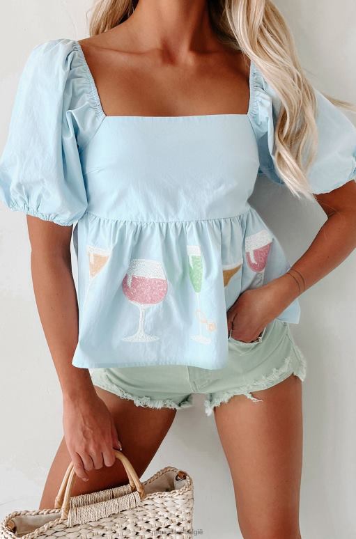 blauw proost op die glitter geborduurde top NanaMacs HPTT68