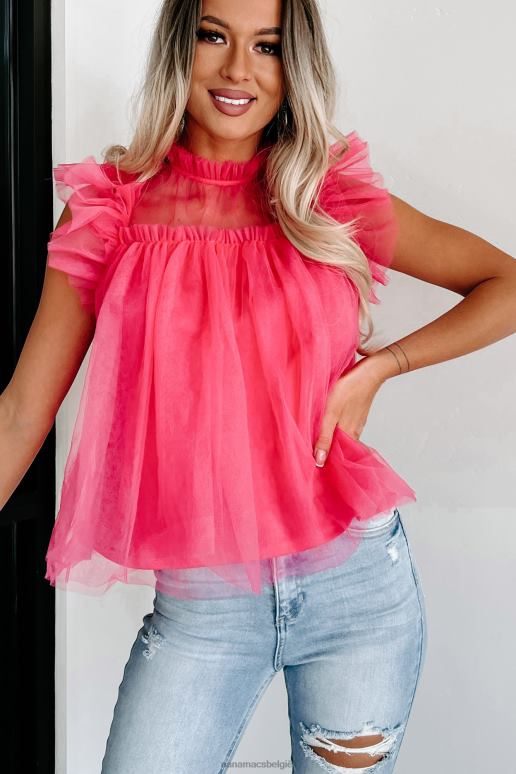 fuchsia force of fashion gegolfde mesh top NanaMacs HPTT113