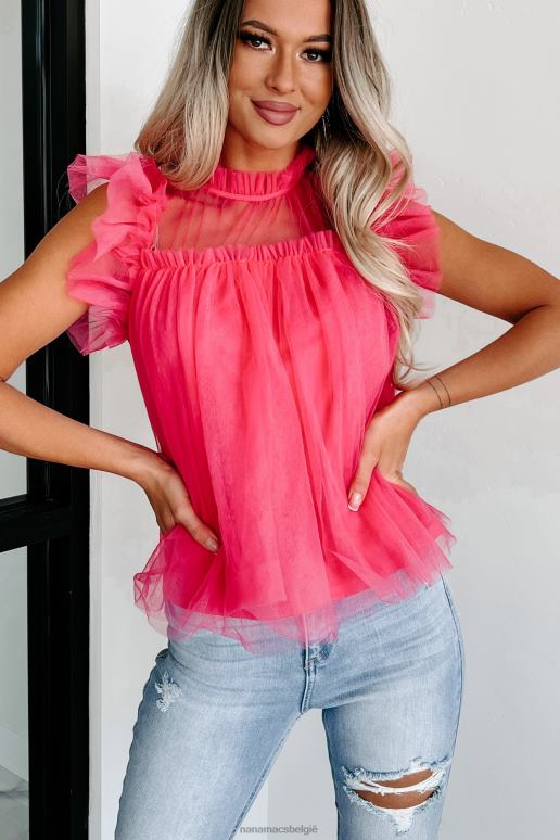 fuchsia force of fashion gegolfde mesh top NanaMacs HPTT113