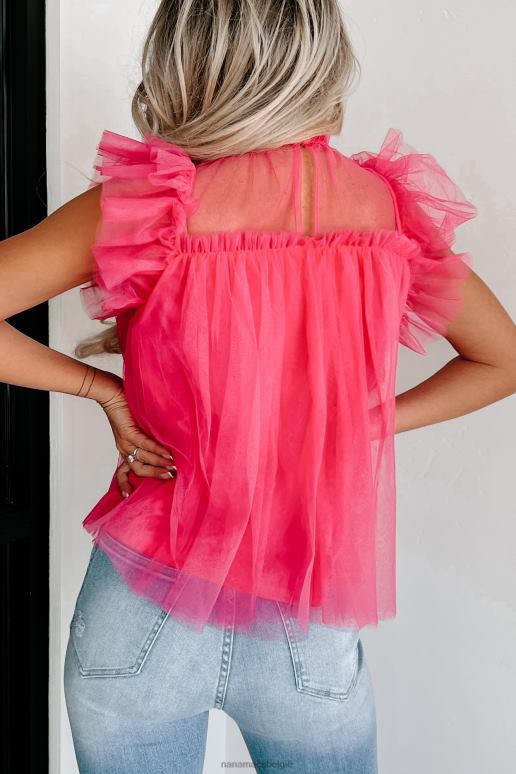 fuchsia force of fashion gegolfde mesh top NanaMacs HPTT113