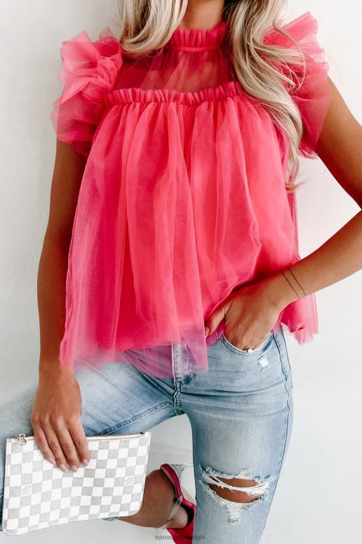 fuchsia force of fashion gegolfde mesh top NanaMacs HPTT113