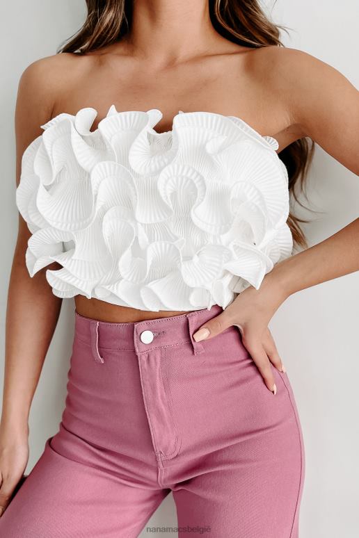 gebroken wit echt kunstwerk gegolfde zoom wire top NanaMacs HPTT93