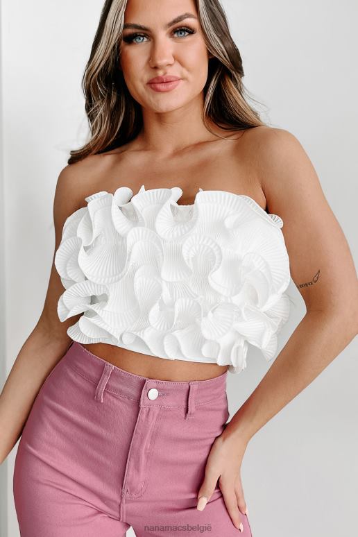 gebroken wit echt kunstwerk gegolfde zoom wire top NanaMacs HPTT93