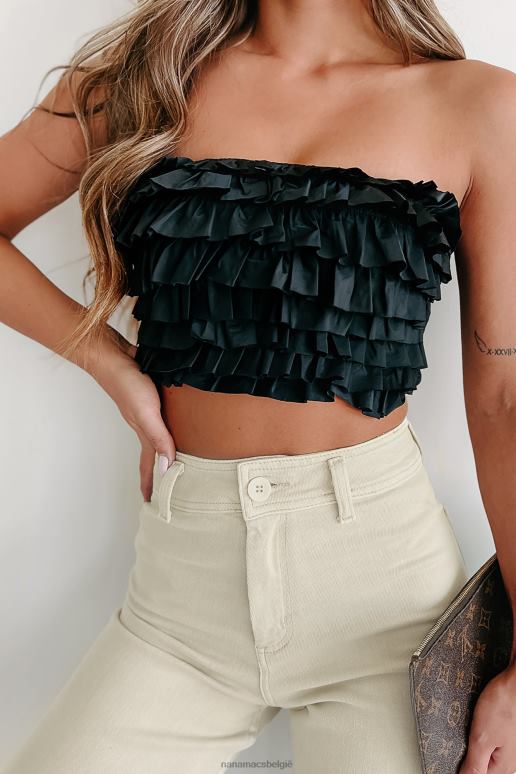 zwart moeite gebonden ruffle tube top NanaMacs HPTT37