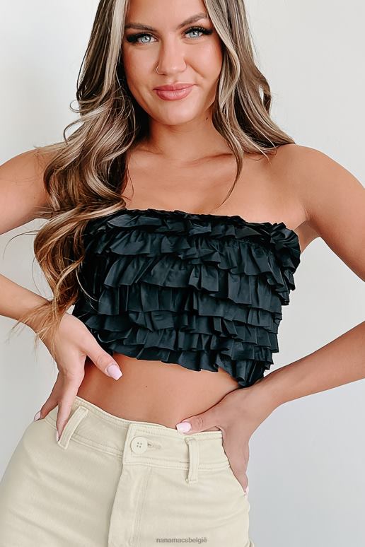 zwart moeite gebonden ruffle tube top NanaMacs HPTT37