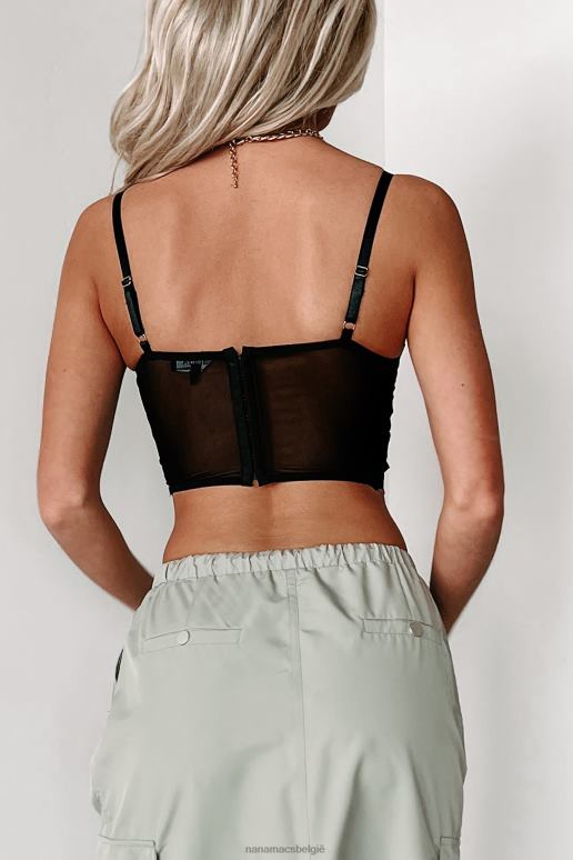 zwart verleidelijk lot korsettopje met bloemmotief NanaMacs HPTT175