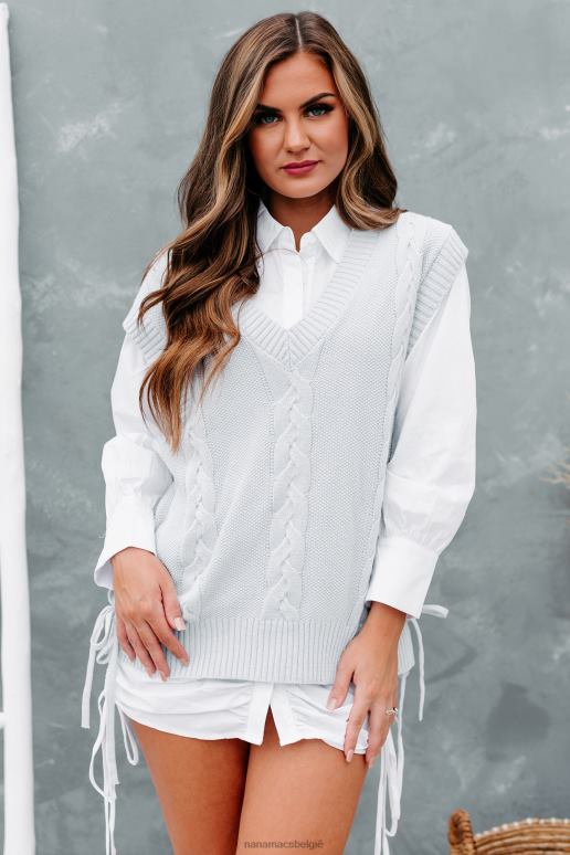 blauw naschoolse speciale kabel gebreide trui vest NanaMacs HPTT1745