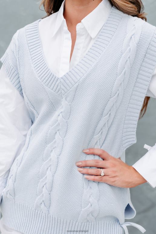 blauw naschoolse speciale kabel gebreide trui vest NanaMacs HPTT1745