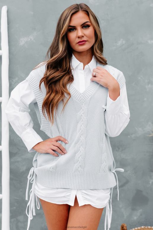 blauw naschoolse speciale kabel gebreide trui vest NanaMacs HPTT1745