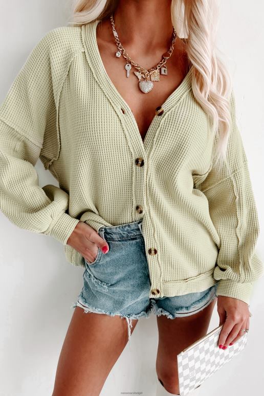 lichtgroen so hopeful wafel gebreide cardigan top NanaMacs HPTT3729