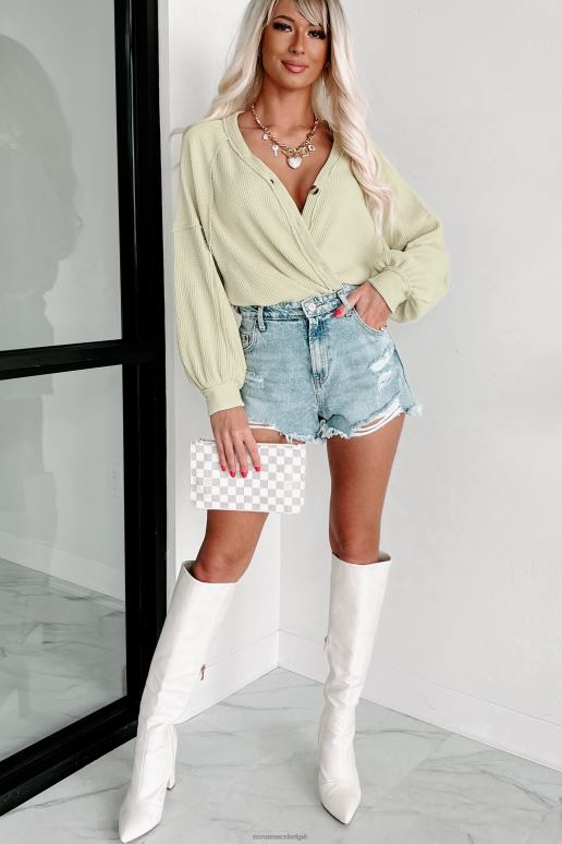 lichtgroen so hopeful wafel gebreide cardigan top NanaMacs HPTT3729