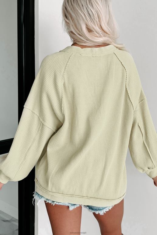 lichtgroen so hopeful wafel gebreide cardigan top NanaMacs HPTT3729