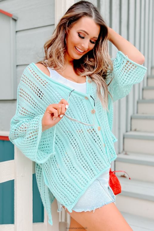 munt vrolijke hoopvolle open gebreide cardigan/top NanaMacs HPTT953