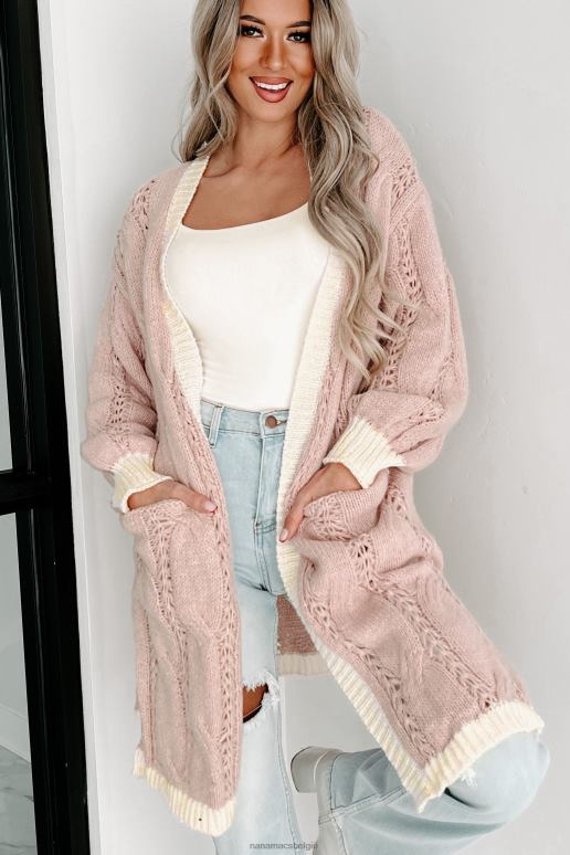 naturel/ivoor by the fire colorblock kabelgebreid vest NanaMacs HPTT3732