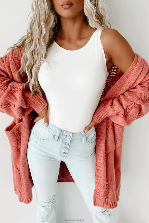 roze omarm het chille kabelgebreide vest NanaMacs HPTT3728