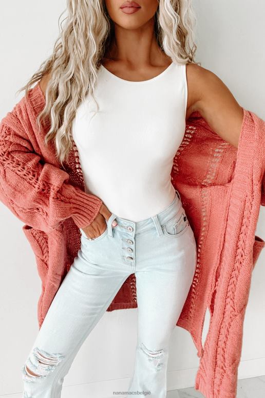 roze omarm het chille kabelgebreide vest NanaMacs HPTT3728